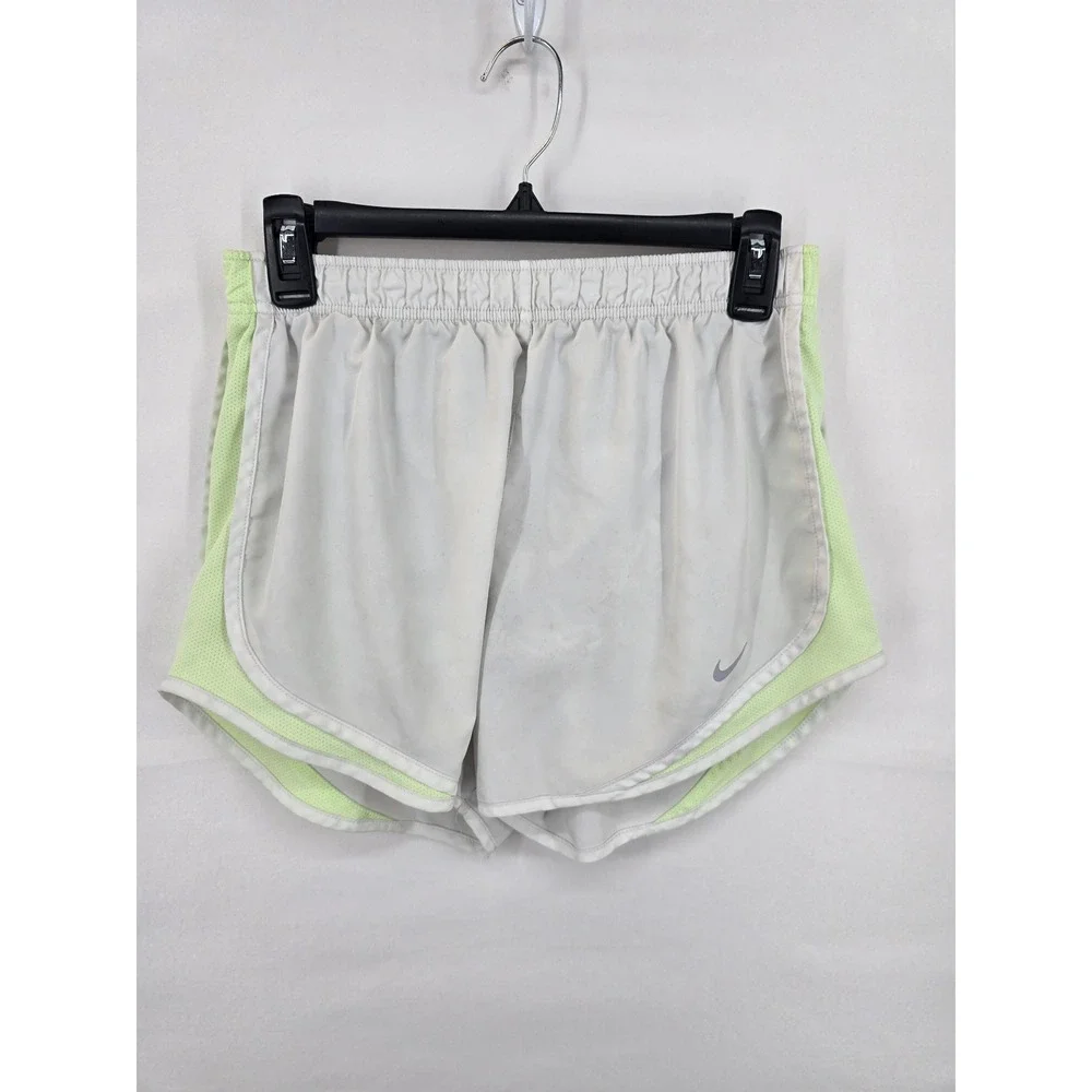 Nike Dri-FIT Tempo Running Shorts‎ Womens Medium Grey Neon Lime Green Athletic
